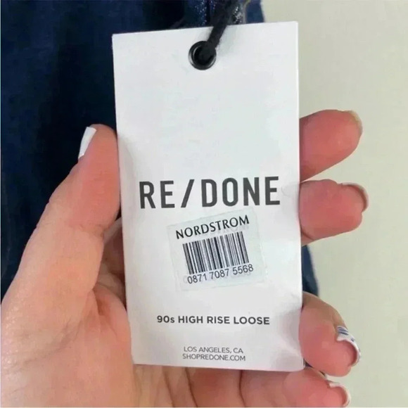 RE/DONE '90s High Rise Loose Dark‎ Wash High Rise Straight Leg Jean - Picture 8 of 10